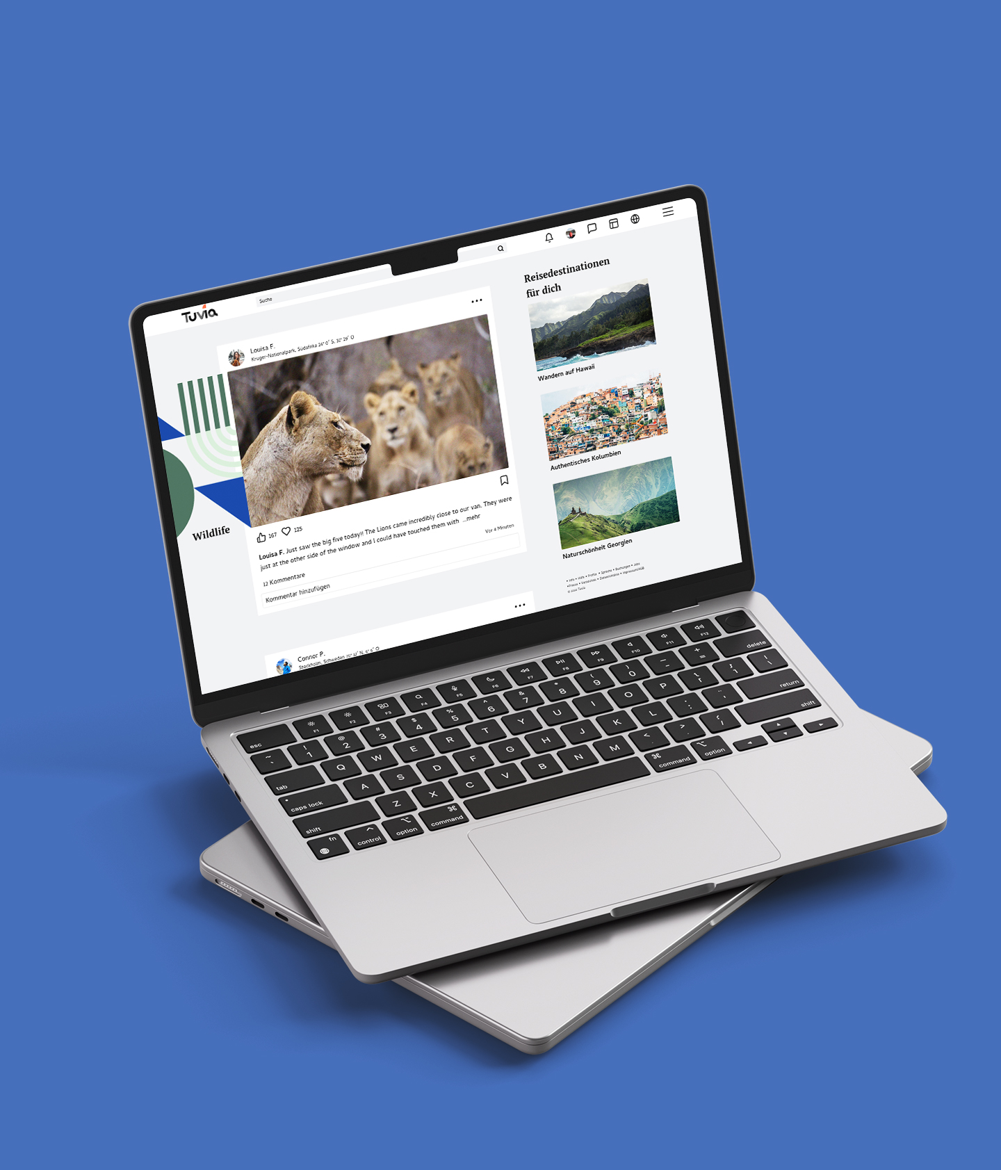 Macbook showing the feed of Tuvia